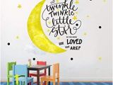 Moon and Stars Wall Mural Inspirational Wall Decals for Kids Twinkle Star Quote Bedroom Wall Decor Stickers Removable Nursery Vinyl Wall Art