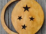 Moon and Stars Wall Mural Wall Mural Children Wood Moon and Stars Personalized Round or Square ornament Handcrafted Wood Star Night Light