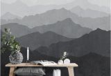 Mountain Mural On Wall Mountain Mural Wallpaper Black and White Grey Ombre