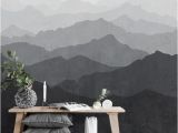 Mountain Mural Wall Art Mountain Mural Wallpaper Black and White Grey Ombre