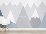 Mountain Wall Mural Nursery Kids Blue and Gray Mountains Wall Mural