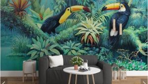 Mural Art Wall Hangings Tropical toucan Wallpaper Wall Mural Rainforest Leaves