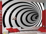 Mural Canvas Wall Covering 3d Black White 3d Tunnel 3 09m X 400cm Wallpaper In 2020