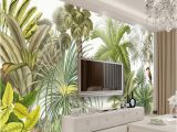 Mural Canvas Wall Covering 3d Custom 3d Wall Mural Wallpaper Tropical Rainforest Green Plants Hand Painted Oil Painting Living Room sofa Background Wall Paper I Wallpapers Hd Image