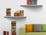 Mural Floating Shelf Removable Diy 3d Wall Sticker Creative Bookshelf Book Wallpaper for