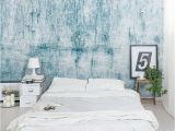 Mural On Concrete Wall Chipped Blue Concrete 8 X 144" 3 Piece Wall Mural
