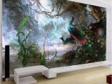 Mural Paints Supplies 3d Nature Wallpaper Beautiful Peacock forest 3d Stereo Oil Painting