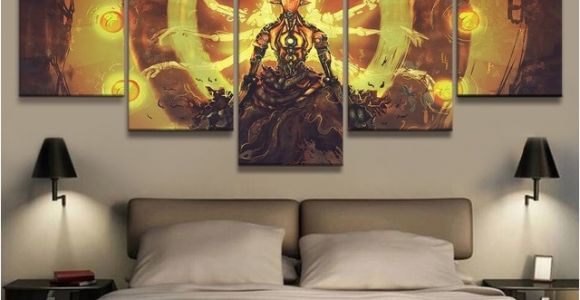 Mural Printing Service 5 Panel Overwatch Zenyatta Game Canvas Printed Painting for Living