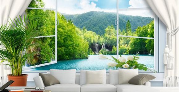 Mural Walpaper Custom Wall Mural Wallpaper 3d Stereoscopic Window Landscape