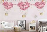 Murals for Baby Girl Nursery Nursery Wallpaper for Kids Pink Hot Air Balloon Wall Mural