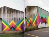 Murals for Outdoor Walls Modify An Old Barn with Bold Colors to Beautify the Outdoor Wall