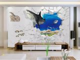 Murals Your Way Coupon 3d Wallpaper Fashion Sea Shark Broken Wall Painting 3d Living Room