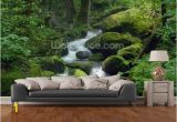 Nature Wall Mural Wallpaper Mossy Waterfall In 2019