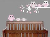 Nursery Wall Mural Stickers Pink Owl Wall Decals Owl Stickers Owl Nursery Wall Decor