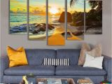 Ocean Sunset Wall Murals 5 Pieces Home Decor Canvas Print Wall Art Ocean Sunset Beach