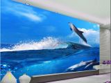 Ocean Wall Mural Wallpaper Blue Sky Ocean Nature Dolphin Wave Tv Background Wall Wallpaper for Walls 3 D for Living Room Wallpapers In Hd Wallpapers Mobile Hd From Dhzhang