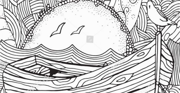 Ocean Waves Coloring Pages Wooden Boat Floating On the Waves Waves Boat Sea Art