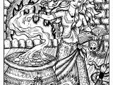 Pagan Witch Coloring Pages for Adults Beautiful Witch and Her Cauldron Halloween Adult