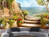 Painted Garden Wall Murals Custom Mural Wallpaper 3d Stereoscopic Space Balcony Stairs European Garden View Wall Painting Living Room Decor Wallpaper Free Wallpapers for
