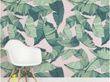 Palm Leaf Wall Mural Pink and Green Tropical Leaf Design Square Wall Murals