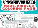 Parallel Lines and Transversals Angle Pairs Coloring Page Answers Mazes Riddles Coloring Pages