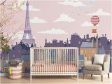 Paris Skyline Wall Mural Roof S Paris Mural Pink Children Wallpaper Of Paris