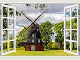 Peel and Stick Wall Murals Window Amazon Greathomeart Modern Window Scenes Windmill 3d