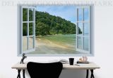 Peel and Stick Wall Murals Window Green island Wallpaper Custom