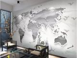 Peel and Stick World Map Wall Mural 3d Simple Metallic World Map Wallpaper Removable Self