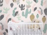 Peelable Wall Murals Cactus Pastel Wall Mural Self Adhesive Fabric Wallpaper