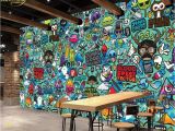 Personalised Graffiti Wall Mural Us $8 85 Off Beibehang Custom Wallpaper Europe and the United States Cartoon Abstract Graffiti theme Restaurant Mural Wall Background In