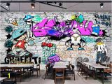 Personalised Graffiti Wall Mural Us $8 85 Off Beibehang Custom Wallpaper Fashion Trend Street Art Graffiti Brick Cafe Bar Restaurant Painting Background Wall 3d Wallpaper In