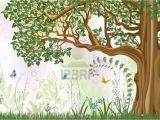 Peter Rabbit Wall Murals Vector Iillustration Of An Oak Tree In A Meadow