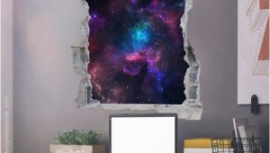 Pictures Into Wall Murals Space Wall Decal Galaxy Wall Sticker Hole In the Wall 3d