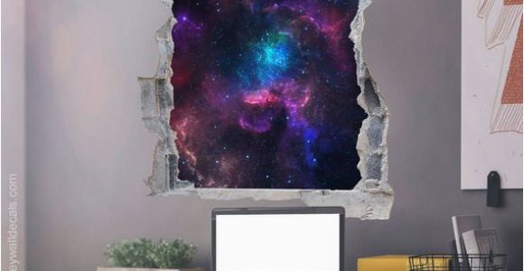 Pictures Into Wall Murals Space Wall Decal Galaxy Wall Sticker Hole In the Wall 3d