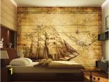 Pirate themed Wall Murals 3d Wall Mural Map Pirate Ship Treasure Map by Daculjashop On