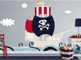Pirate themed Wall Murals the Stripe Basket and Furniture for Kids Pirate Room