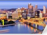 Pittsburgh Skyline Wall Mural City Skyline at Night Detroit Michigan Wall Mural • Pixers • We