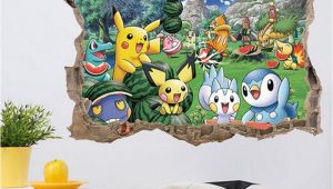 Pokemon Wall Mural Uk Removable Kids Bedroom Decor 3d Pokemon Wall Stickers Adhesive