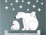 Polar Bear Wall Mural Hot Air Balloon Decal with Planes White Clouds and Stars