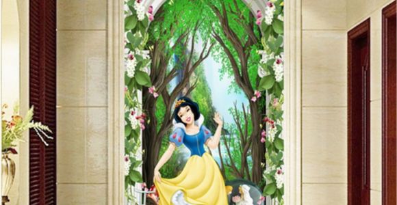 Princess Wall Mural Wallpaper 3d Snow White Princess Flower Arch forest Corridor Entrance