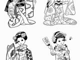 Printable Geisha Coloring Pages Free Coloring Page Coloring Little Japanese Child Style Drawing