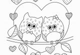 Printable Valentine Coloring Pages Disney Owls In Love with Hearts Coloring Page • Free Printable