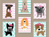 Puppy Dog Wall Murals Girl Dog Nursery Wall Art Canvas or Prints Baby Girl Nursery