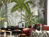 Rain forest Wall Mural Tropical Rainforest Green Plants Wallpaper Mural