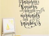 Rainbow Wall Mural Stickers Dance with Fairies Ride A Unicorn Swim with Mermaids Chase Rainbows