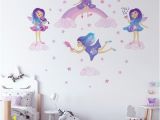 Rainbow Wall Mural Stickers Fairies Repositionable Fabric Wall Decal for Nursery or Girl S Room