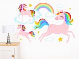 Rainbow Wall Mural Uk Dreamy Rainbow Unicorns Clouds & Stars Mural Wall Sticker
