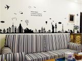 Removable Wall Mural Decals City Silhouette Removable Wall Sticker Room Mural Decal Home