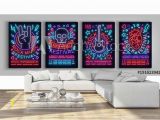 Rock N Roll Wall Mural Rock Festival Set Posters In Neon Style Collection Neon